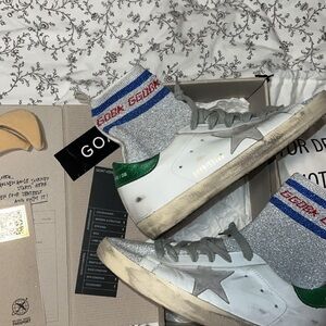 Golden Goose White and Gray Sneakers